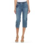 Women's Croft & Barrow&reg; Floral Embroidered Capri Jeans, Size: 18, Med Blue
