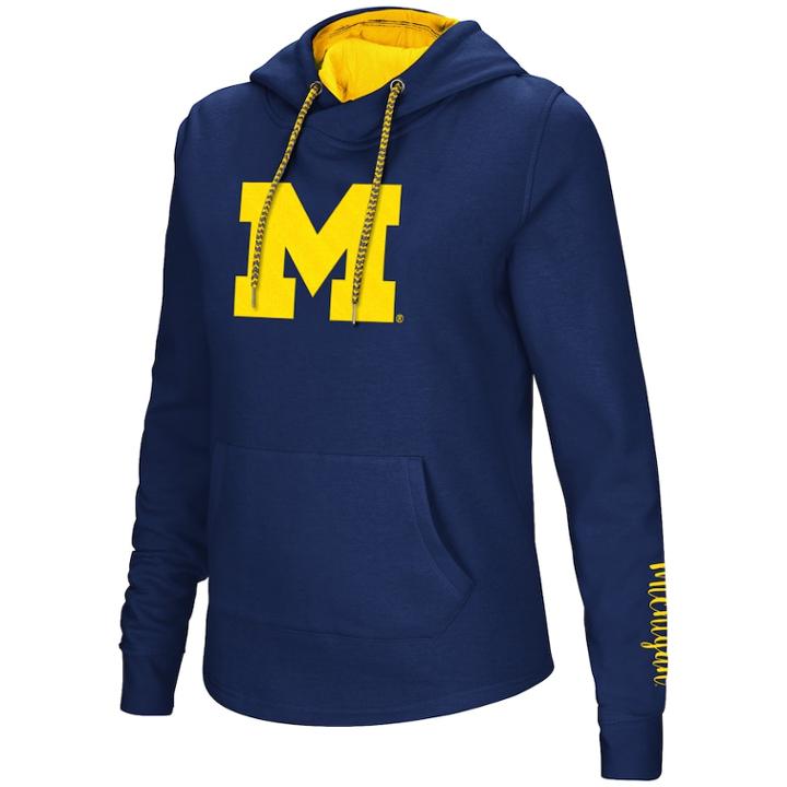 Women's Michigan Wolverines Crossover Hoodie, Size: Xl, Blue (navy)