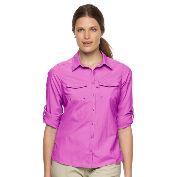 Women's Columbia Amberley Stream Roll-tab Shirt, Size: Small, Purple