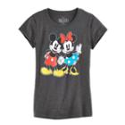 Disney's Mickey Mouse & Minnie Mouse Hand Hold Graphic Tee, Girl's, Size: Medium, Grey Other