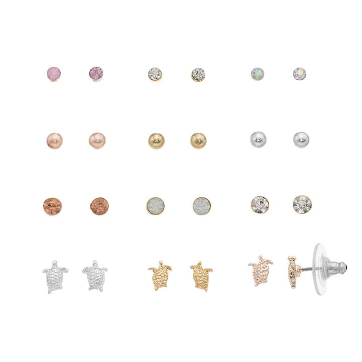 Lc Lauren Conrad Turtle & Stud Nickel Free Earring Set, Women's, Multicolor
