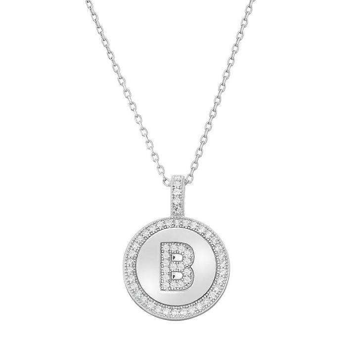 Sterling Silver Cubic Zirconia Initial Pendant Necklace, Women's, Size: 18, White