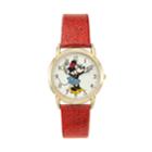 Disney's Minnie Mouse Women's Glitter Leather Watch, Size: Small, Red