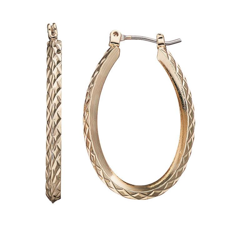 Apt. 9&reg; Textured Oval Hoop Earrings, Women's, Drk Yellow