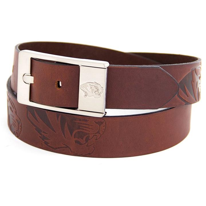 Men's Missouri Tigers Brandish Leather Belt, Size: 32, Brown