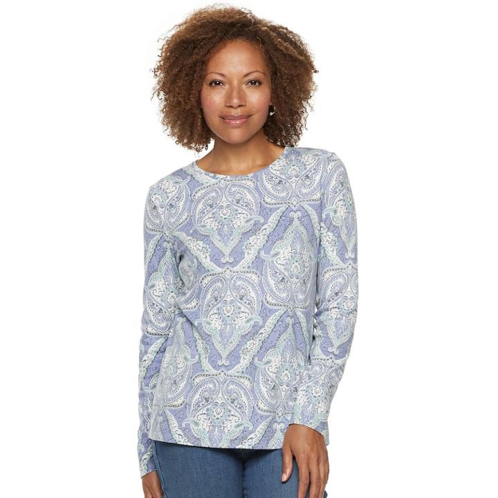 Petite Croft & Barrow&reg; Classic Crewneck Tee, Women's, Size: S Petite, Med Blue