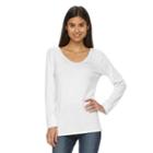 Juniors' So&reg; Perfectly Soft Vented V-neck Tee, Girl's, Size: Medium, White
