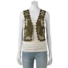 Mudd&reg; Crochet Floral Lace Vest, Women's, Med Green