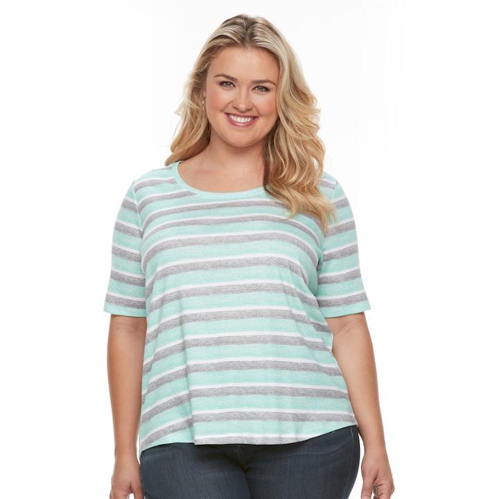 Plus Size Croft & Barrow&reg; Essential Scoopneck Tee, Women's, Size: 1xl, Blue