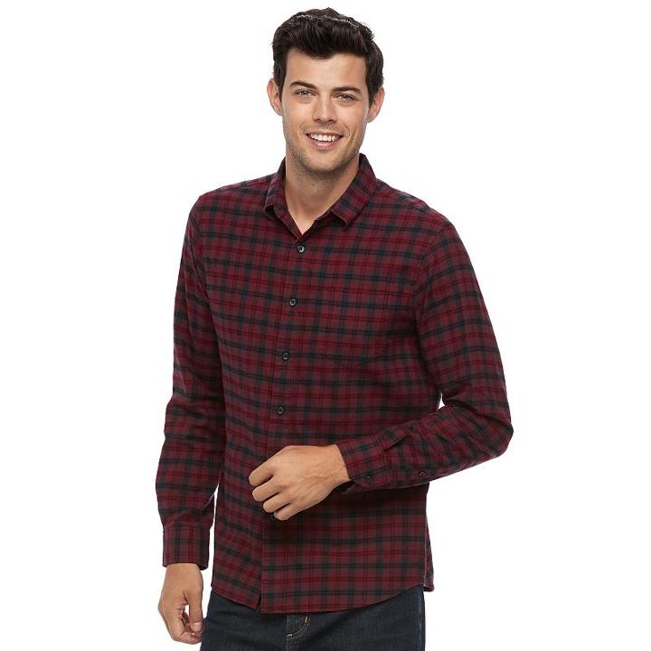 Big & Tall Apt. 9&reg; Modern-fit Plaid Brushed Flannel Button-down Shirt, Men's, Size: 2xb, Red
