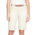 Women's Gloria Vanderbilt Joslyn Belted Bermuda Jean Shorts, Size: 12, Brown