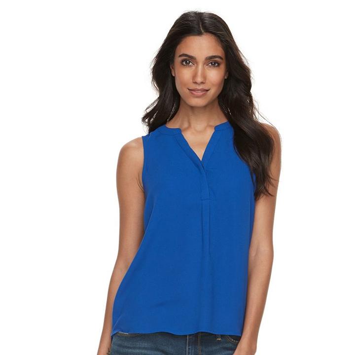 Petite Apt. 9&reg; Sleeveless Popover Top, Women's, Size: M Petite, Blue