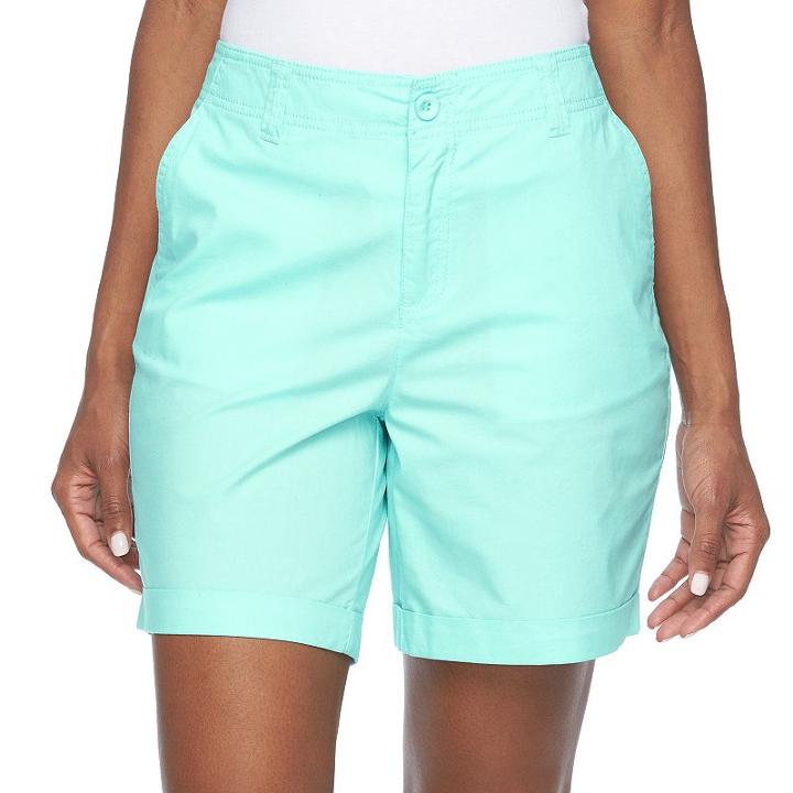 Women's Caribbean Joe Cuffed Shorts, Size: 16, Light Blue