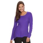 Women's Dana Buchman Shark-bite Hem Sweater, Size: Large, Brt Purple