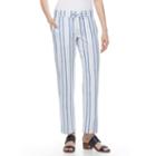 Women's Croft & Barrow&reg; Striped Linen-blend Pull-on Pants, Size: Xl, Blue