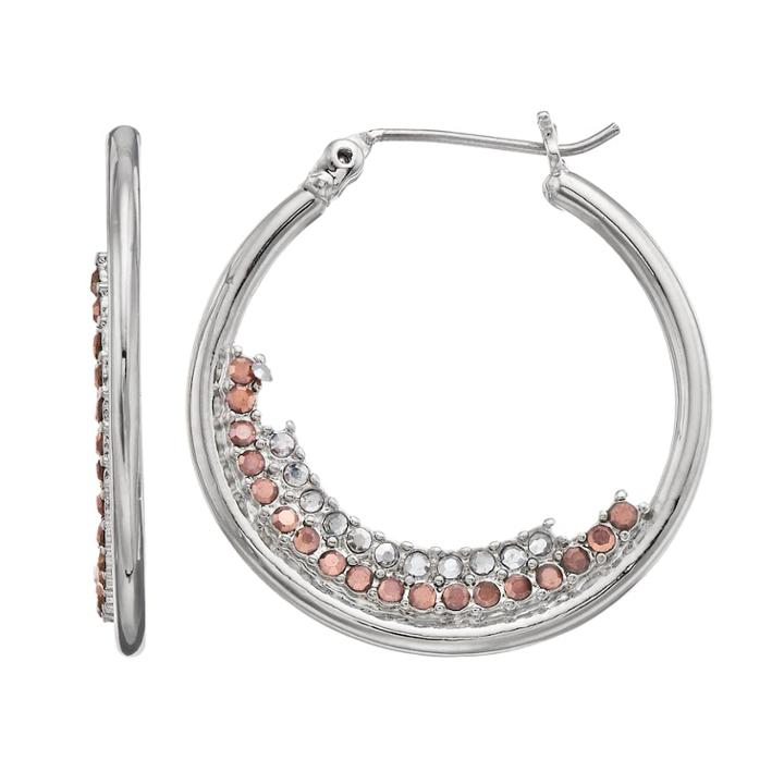 Simply Vera Vera Wang Pink & White Simulated Crystal Hoop Earrings, Women's, Multicolor