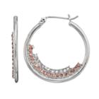 Simply Vera Vera Wang Pink & White Simulated Crystal Hoop Earrings, Women's, Multicolor