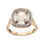 Brilliance 14k Gold-plated Gray Crystal Ring With Swarovski Crystals, Women's, Size: 7, Yellow