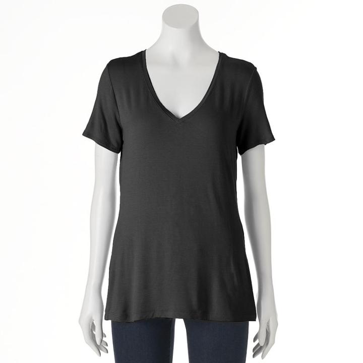 Women's Apt. 9&reg; Essential V-neck Tee, Size: Xl, Black