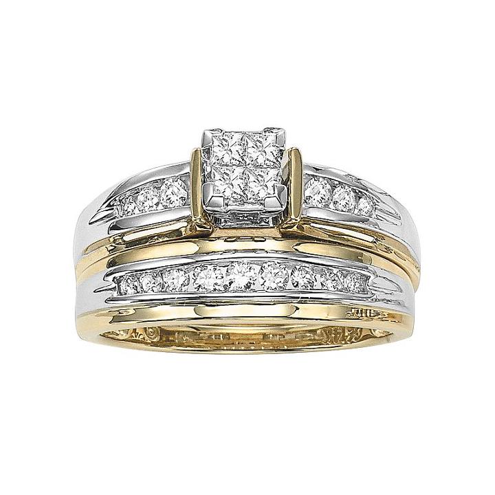 Cherish Always Princess-cut Diamond Engagement Ring Set In 14k Gold Two Tone (1/2 Ct. T.w.), Women's, Size: 7, White