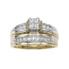 Cherish Always Princess-cut Diamond Engagement Ring Set In 14k Gold Two Tone (1/2 Ct. T.w.), Women's, Size: 7, White