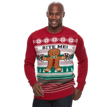 Big & Tall Method Gingerbread Man Bite Me! Ugly Christmas Sweater, Size: 3xb, Med Red