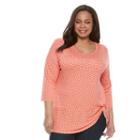 Plus Size Croft & Barrow&reg; Cinch-hem Scoopneck Top, Women's, Size: 2xl, Lt Orange
