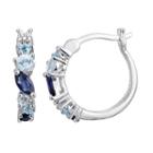 Sterling Silver Lab-created Sapphire And Blue Topaz Hoop Earrings, Women's