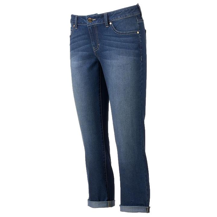 Women's Jennifer Lopez Cuffed Denim Capris, Size: 0, Dark Blue