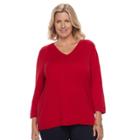 Plus Size Croft & Barrow&reg; V-neck Pullover, Women's, Size: 3xl, Med Red