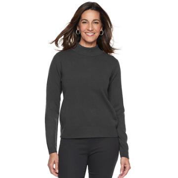 Women's Napa Valley Mockneck Sweater, Size: Medium, Dark Grey
