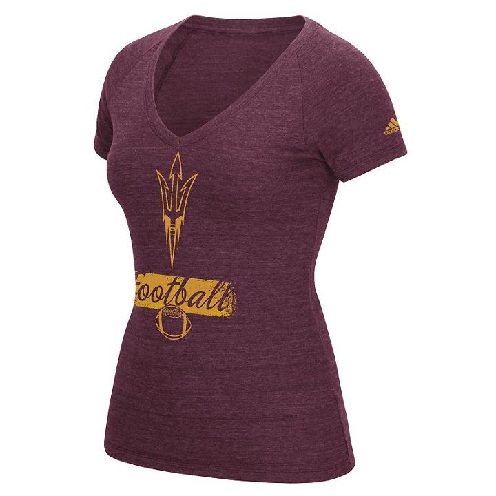Women's Adidas Arizona State Sun Devils Football Tee, Size: Small, Dark Red