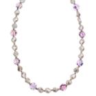 Crystal Avenue Silver-plated Crystal And Simulated Pearl Station Necklace - Made With Swarovski Crystals, Women's, Size: 16, Purple