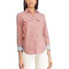 Women's Chaps Plaid Twill Button-down Shirt, Size: Xxl, Pink