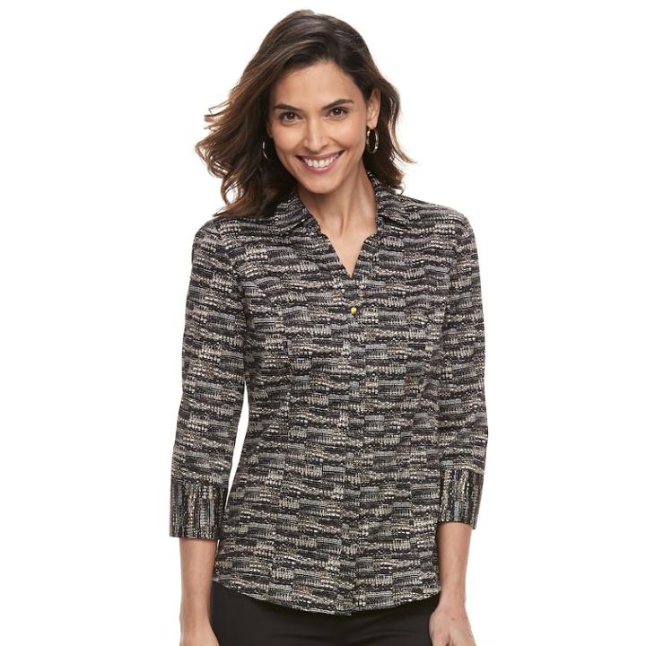 Women's Dana Buchman Poplin Blouse, Size: Xs, Black