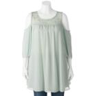 Juniors' Plus Size Heartsoul Crochet Cold Shoulder Shift Dress, Girl's, Size: 3xl, Lt Green