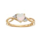 10k Gold Lab-created Opal & Diamond Accent Swirl Heart Ring, Women's, Size: 8, White