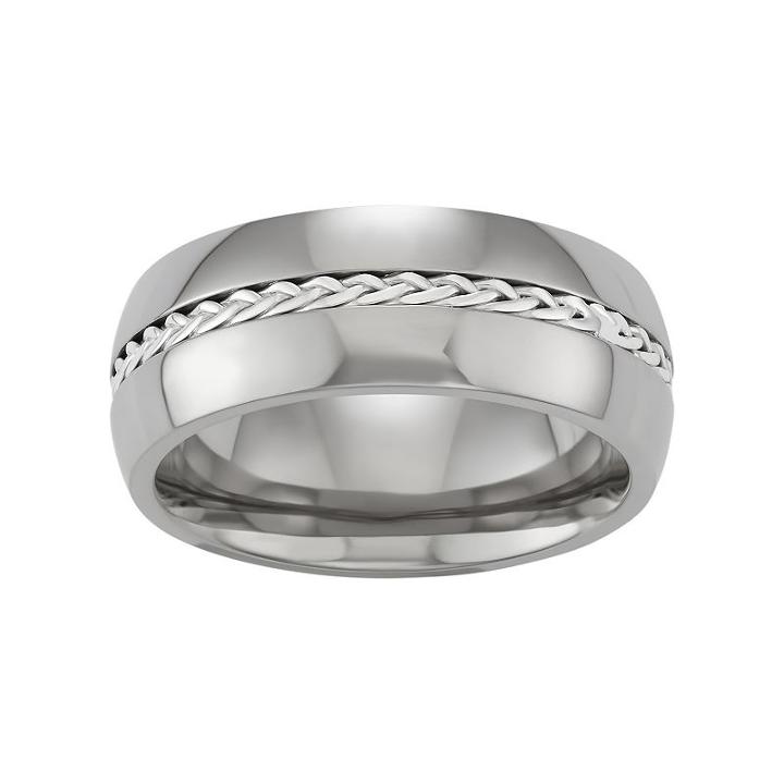 Territory Titanium Men's Braided Band, Size: 9.50, Grey
