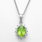 Sterling Silver Peridot Diamond Accent Pendant, Women's, Size: 18, Green