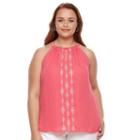 Plus Size Apt. 9&reg; Embroidered Tank Top, Women's, Size: 2xl, Med Pink