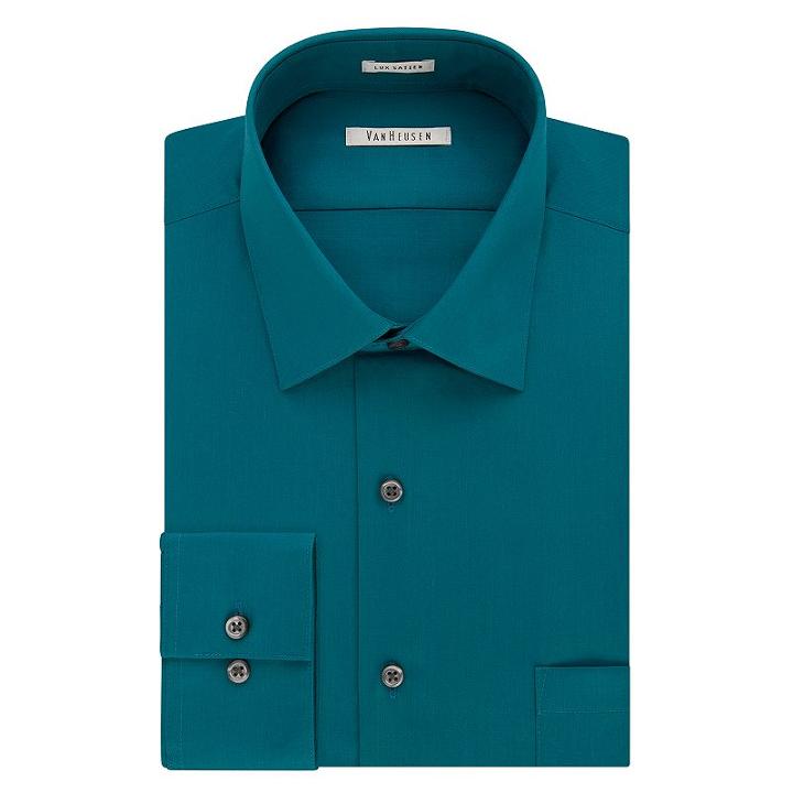 Big & Tall Van Heusen Regular-fit Solid Lux Sateen No-iron Spread-collar Dress Shirt, Men's, Size: 18.5 32/3b, Turquoise/blue (turq/aqua)
