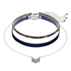 Mudd&reg; Chevron & Navy Faux Suede Choker Necklace Set, Women's, Blue