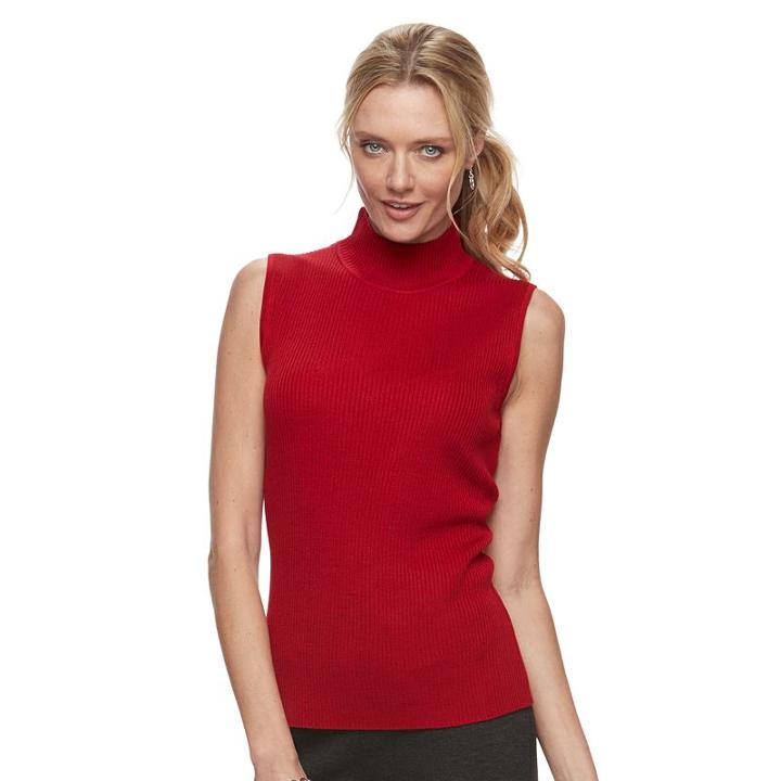 Women's Dana Buchman Sleeveless Turtleneck Top, Size: Small, Dark Pink