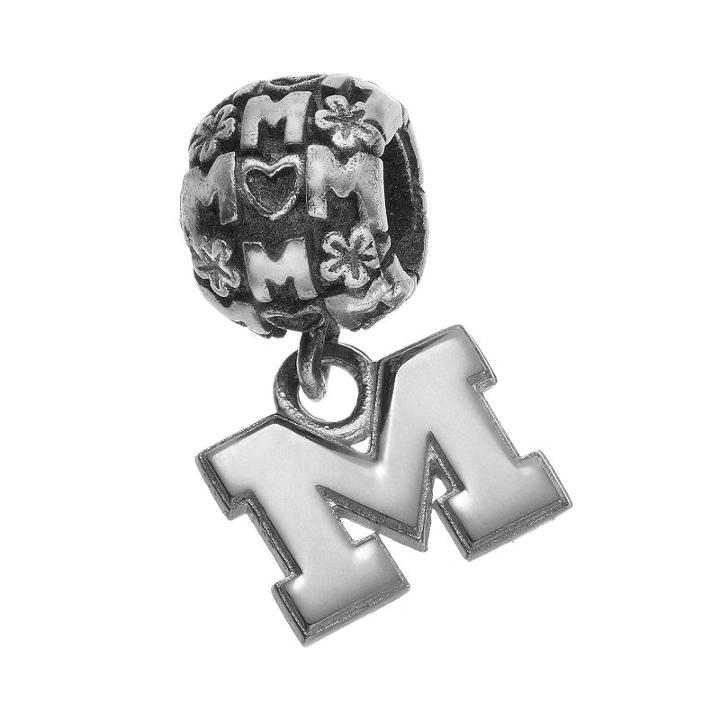 Dayna U Sterling Silver Michigan Wolverines Team Logo Mom Charm, Women's, Grey