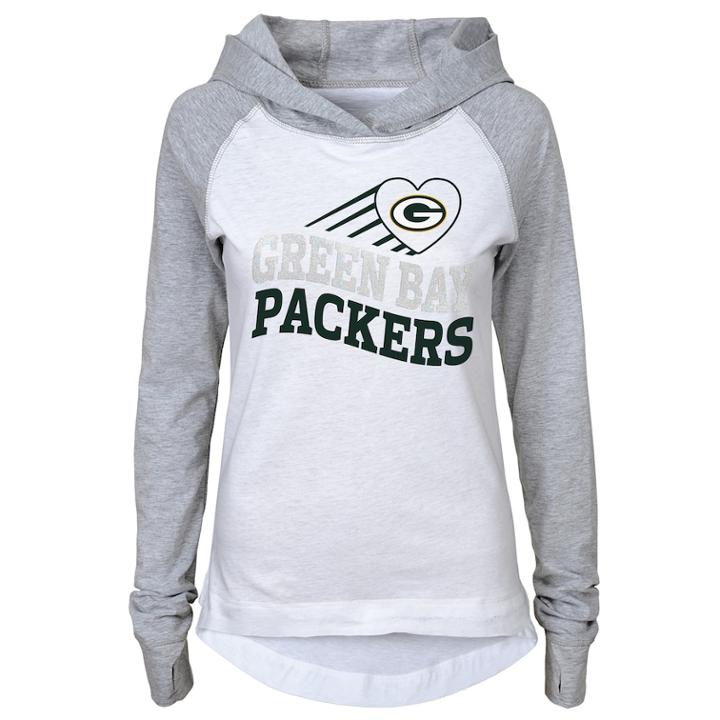 Girls 7-16 Green Bay Packers Fan Wave Hoodie, Size: Xl 16, White
