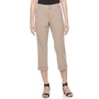 Women's Dana Buchman Crop Cuffed Dress Pants, Size: 14, Beig/green (beig/khaki)