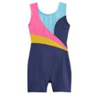 Girls 4-14 Jacques Moret Embellished Colorblock Biketard, Size: Small, Blue (navy)