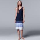 Women's Simply Vera Vera Wang Tie-dye Long Chemise, Size: Xxl, Blue