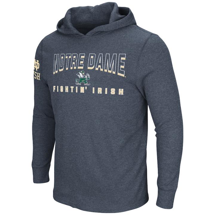 Men's Notre Dame Fighting Irish Thermal Hooded Tee, Size: Large, Dark Blue
