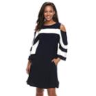 Women's Nina Leonard Oversized Sleeve Cold-shoulder Dress, Size: Medium, Blue (navy)